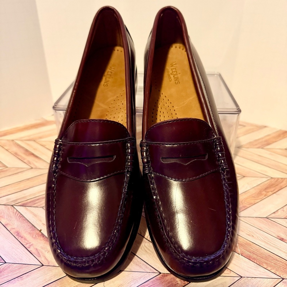 GH Bass Weejuns Wayfarer Penny Loafers Wine Leather Women 9 M Preppy Handcrafted - Picture 3 of 12